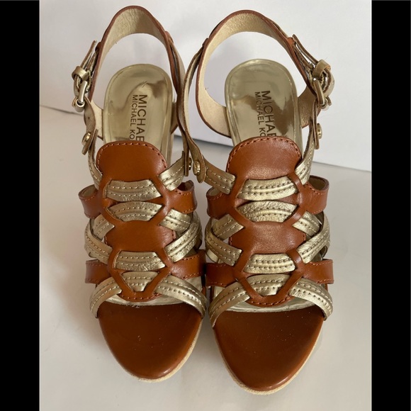 MICHAEL Michael Kors Shoes - MICHAEL Michael Kors Brown and Gold Slingback Heel  Sandals size 6M